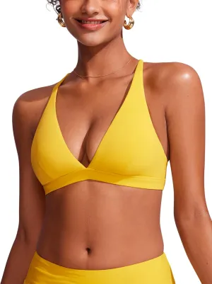 CRZ YOGA Womens V Neck Bikini Tops Criss Cross Back Sexy Swim Bathing Suit Bra Padded