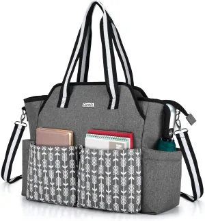 CURMIO Teacher Work Bag for Women, Portable Teacher Utility Tote Bag with Padded Laptop Sleeve