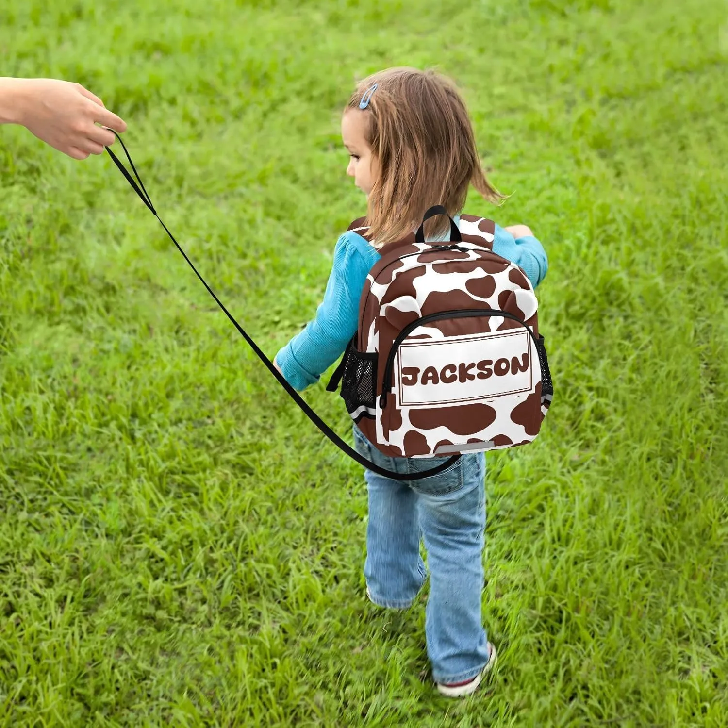 Custom Cow Preschool Backpack White Colors Daycare Bookbag School Backpack with Traction Rope Fashion Casual Cartoon School Travel Picnic Birthday for Kids 3-6
