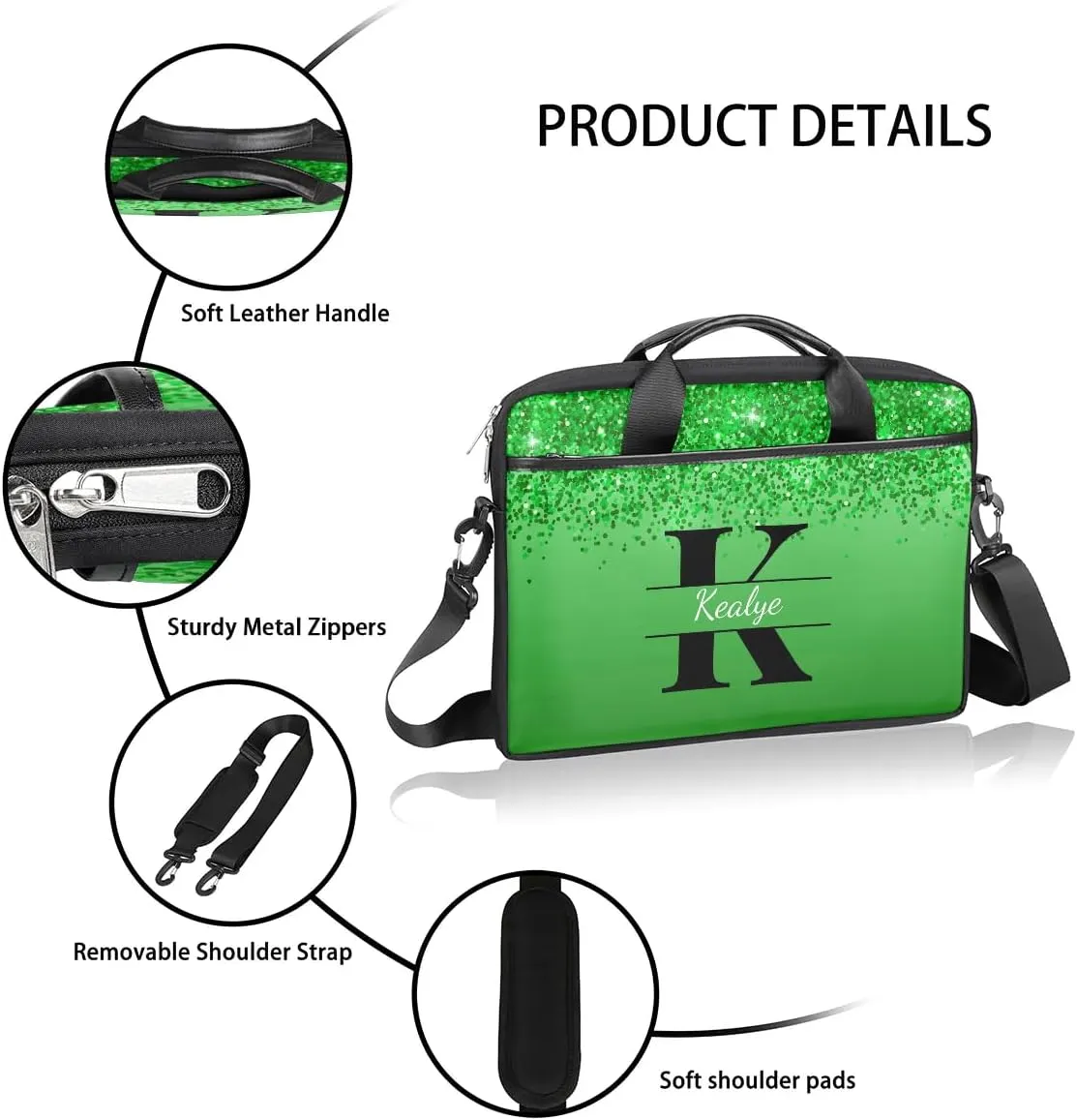 Custom Laptop Bag for Women Men Personalized Name 13 14 15.6 inch Laptop Messenger Shoulder Bags