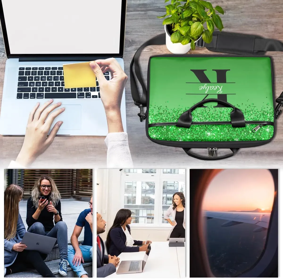 Custom Laptop Bag for Women Men Personalized Name 13 14 15.6 inch Laptop Messenger Shoulder Bags