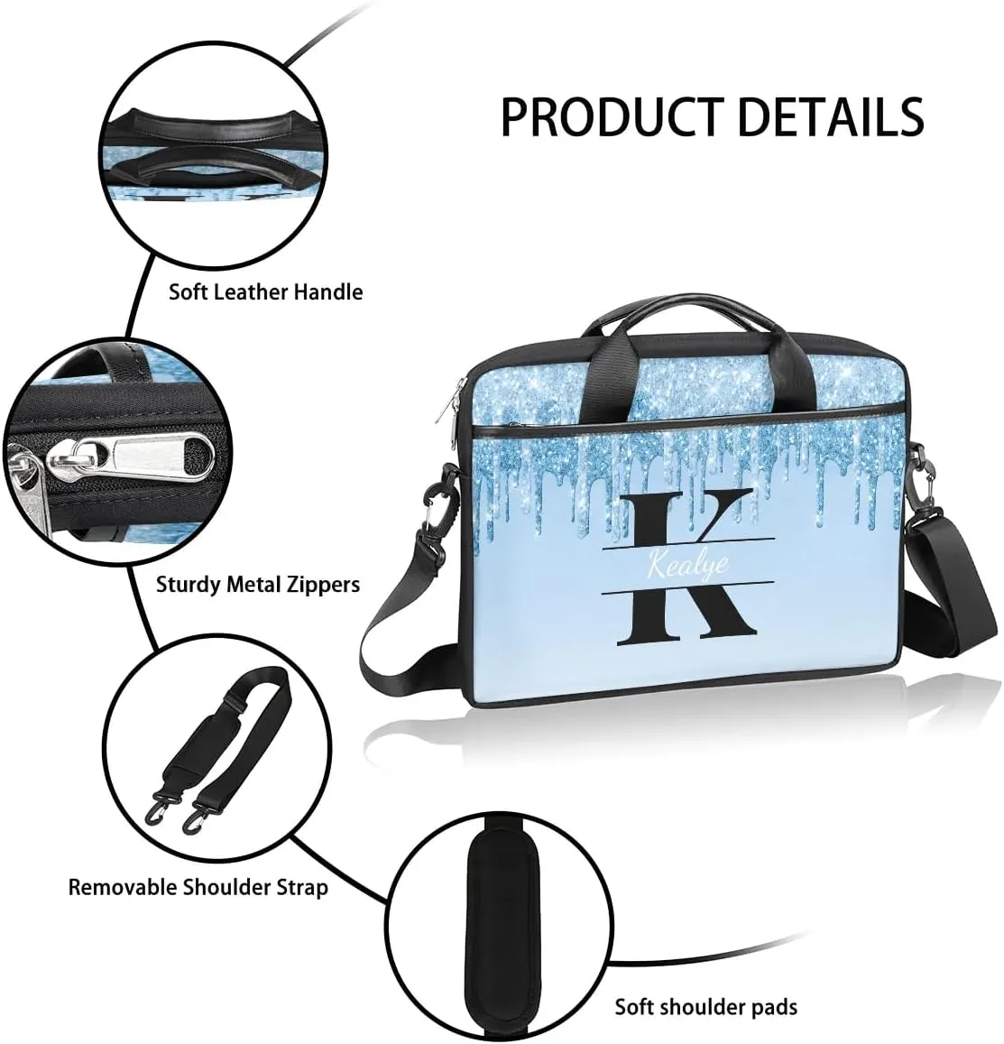Custom Laptop Bag for Women Men Personalized Name 13 14 15.6 inch Laptop Messenger Shoulder Bags