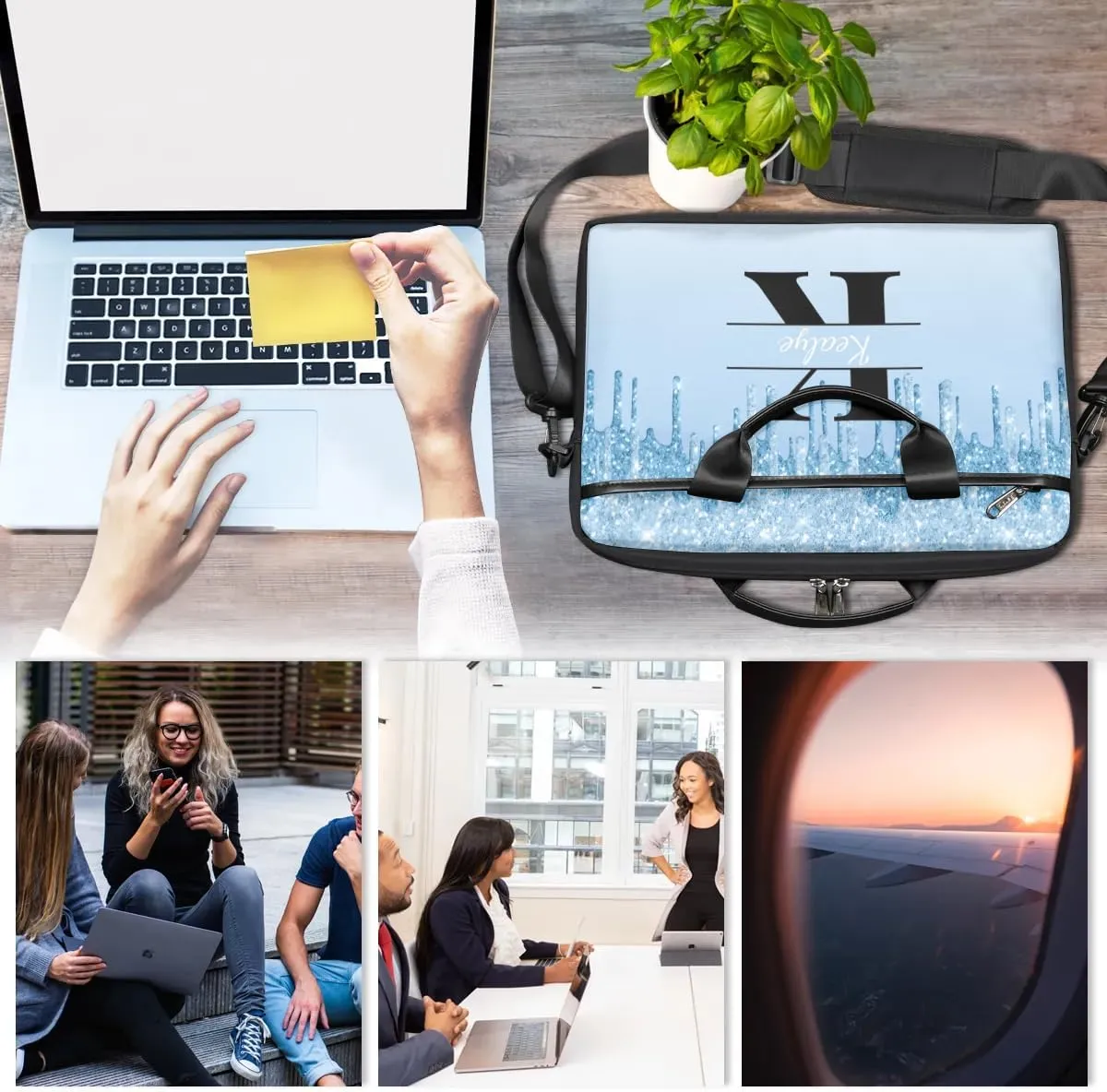 Custom Laptop Bag for Women Men Personalized Name 13 14 15.6 inch Laptop Messenger Shoulder Bags