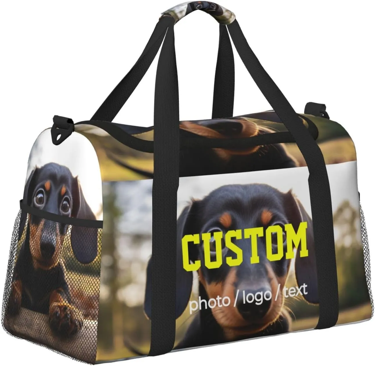 Custom Photo Big Sports Duffle Bag Customization Travel Gym Bag with Name Text Customize Personalized Weekender Workout Bag for Men Women