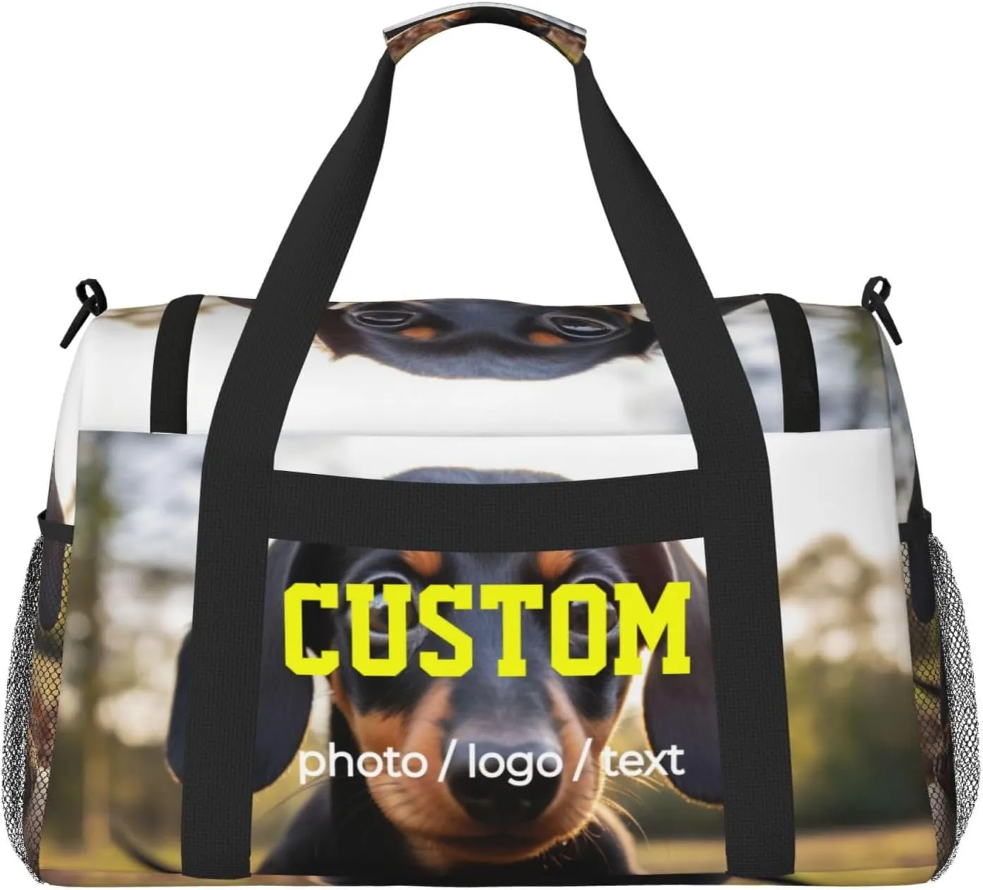 Custom Photo Big Sports Duffle Bag Customization Travel Gym Bag with Name Text Customize Personalized Weekender Workout Bag for Men Women