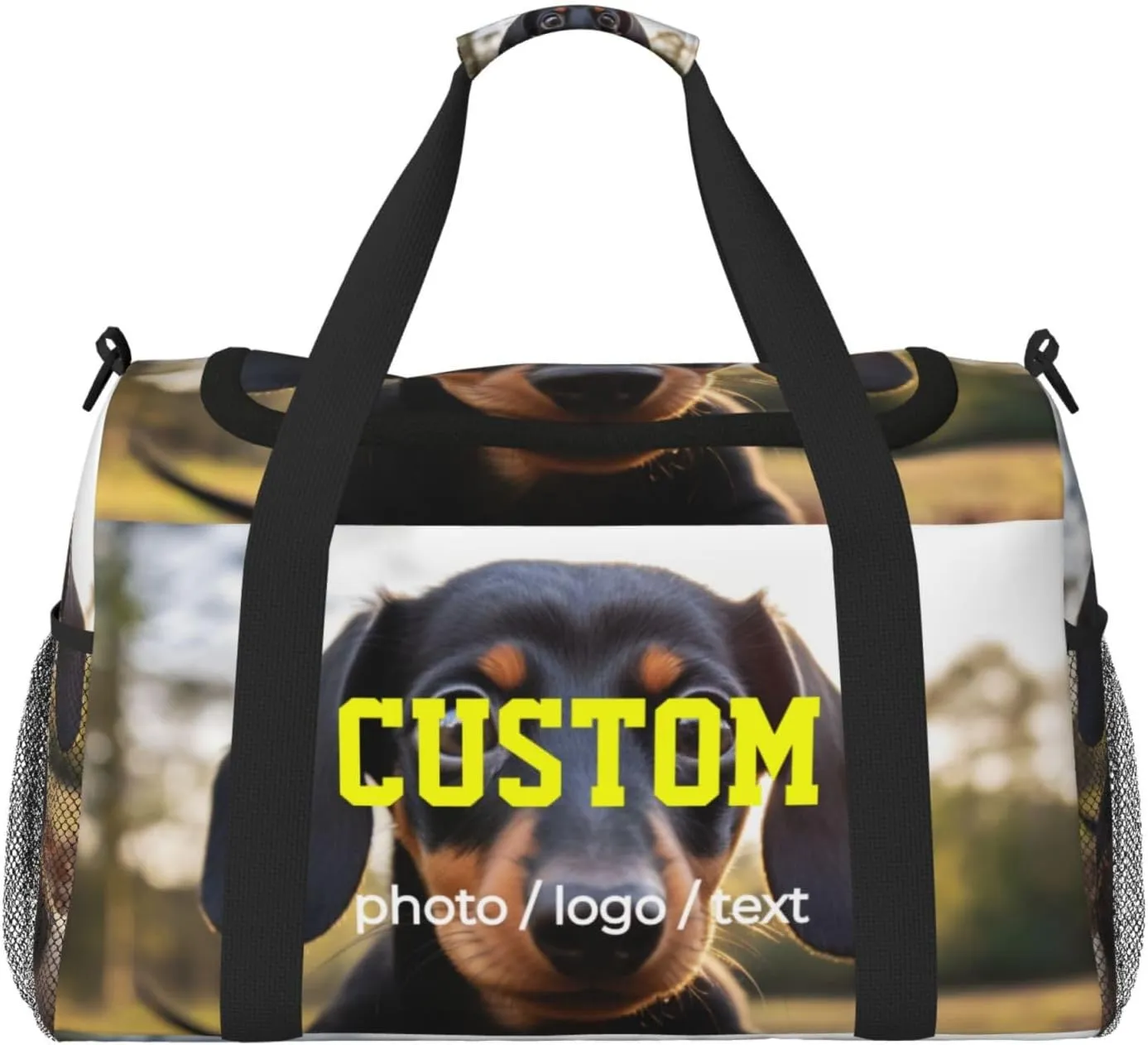 Custom Photo Big Sports Duffle Bag Customization Travel Gym Bag with Name Text Customize Personalized Weekender Workout Bag for Men Women