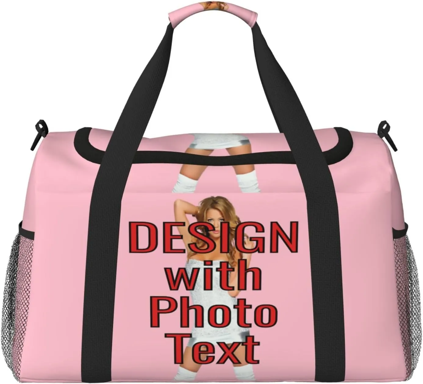 Custom Photo Big Sports Duffle Bag Customized Travel Gym Bag with Text Customize Personalized Unisex Weekender Workout Bag, Multi-colors