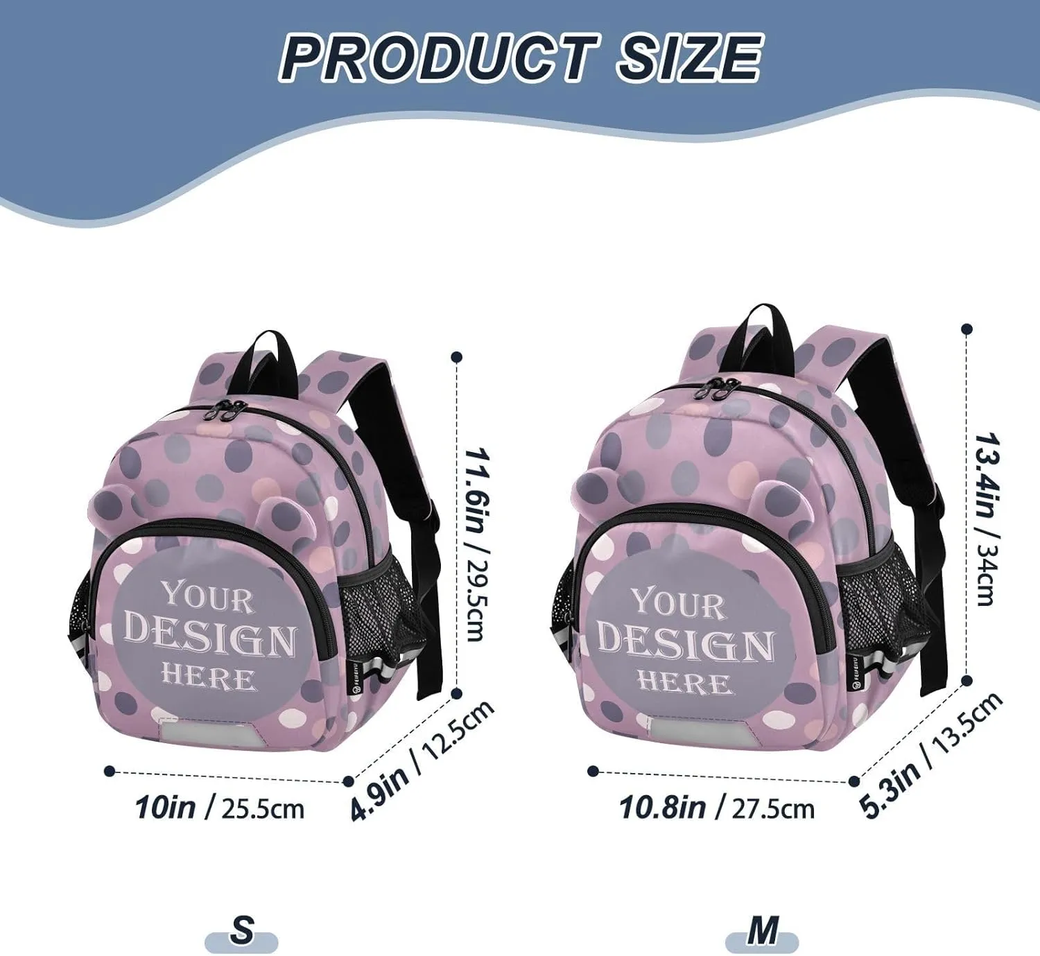 Custom Pink Funny Preschool Backpack Random Dots Daycare Bookbag School Backpack with Traction Rope Fashion Casual Cartoon School Travel Picnic Birthday for Kids 3-6