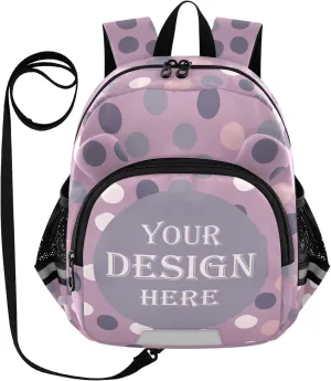 Custom Pink Funny Preschool Backpack Random Dots Daycare Bookbag School Backpack with Traction Rope Fashion Casual Cartoon School Travel Picnic Birthday for Kids 3-6