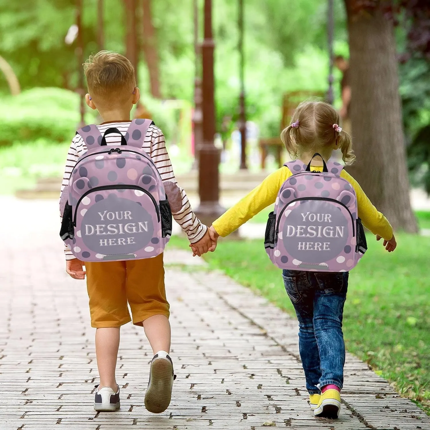 Custom Pink Funny Preschool Backpack Random Dots Daycare Bookbag School Backpack with Traction Rope Fashion Casual Cartoon School Travel Picnic Birthday for Kids 3-6