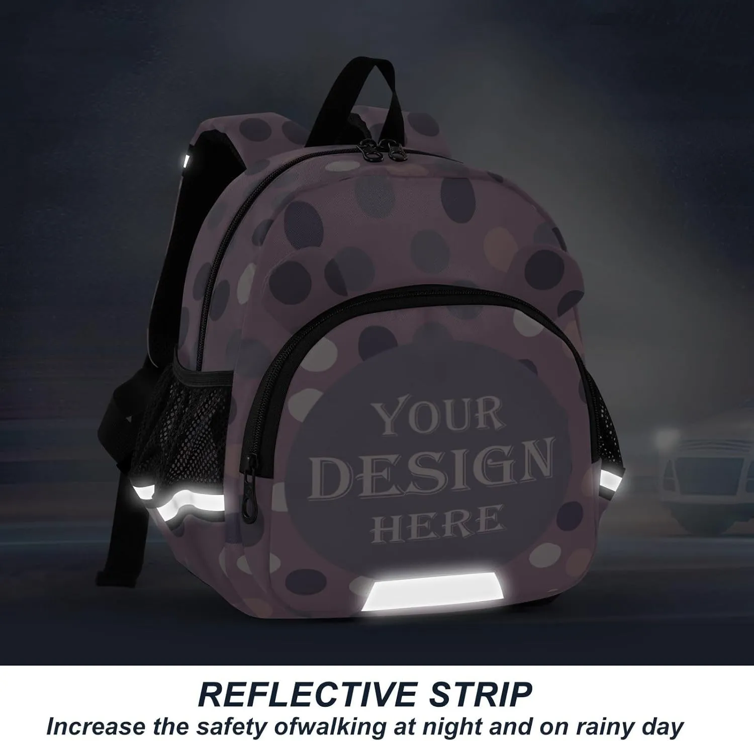 Custom Pink Funny Preschool Backpack Random Dots Daycare Bookbag School Backpack with Traction Rope Fashion Casual Cartoon School Travel Picnic Birthday for Kids 3-6
