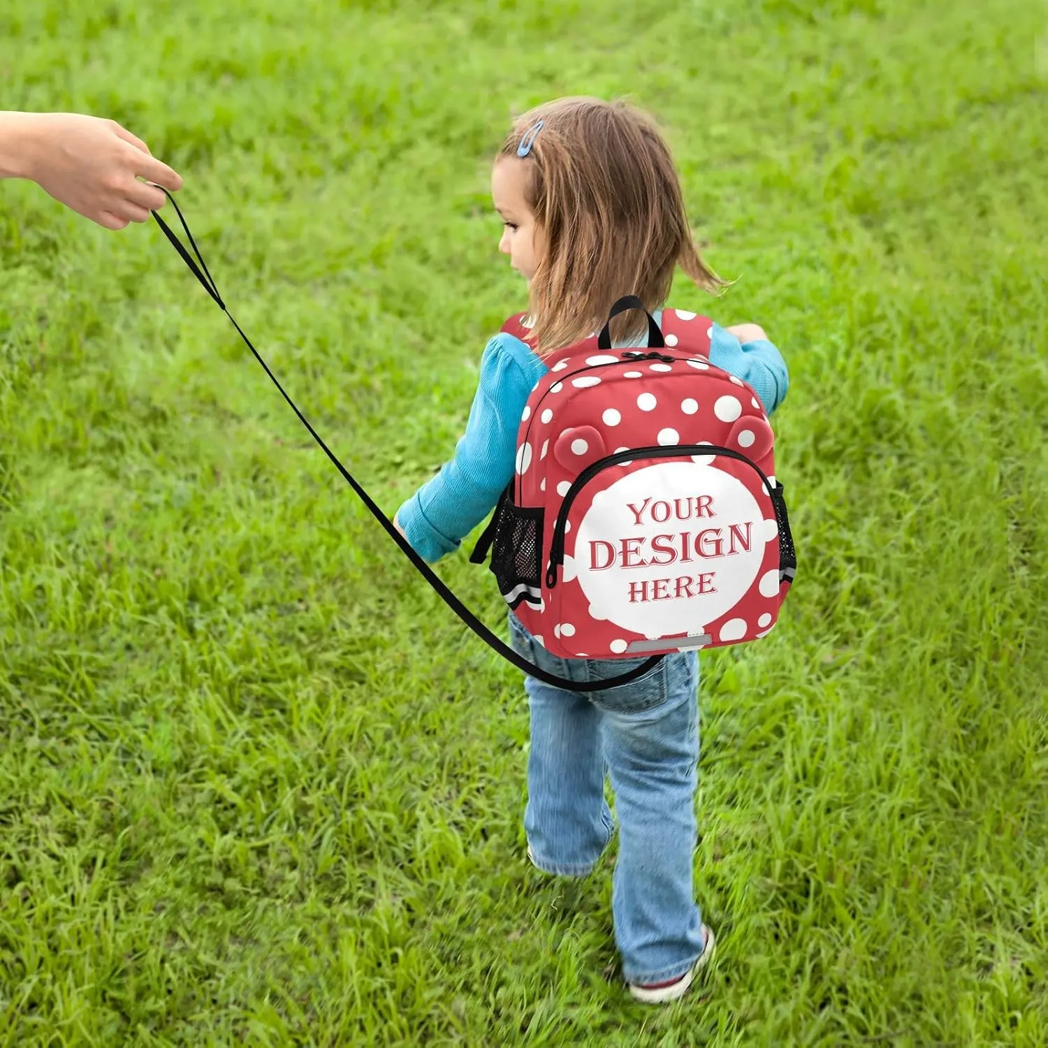 Custom Vintage Retro Style Preschool Backpack White Dots Red Daycare Bookbag School Backpack with Traction Rope Fashion Casual Cartoon School Travel Picnic Birthday for Kids 3-6