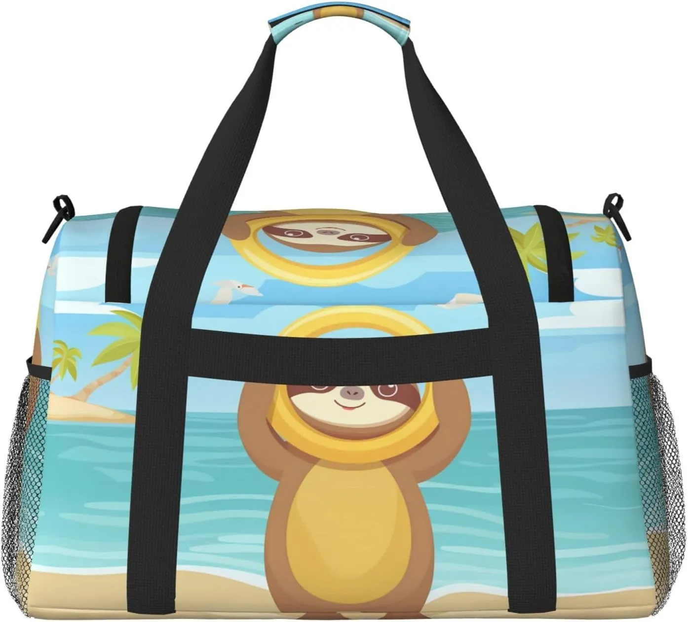 Cute Animal Sloth Big Capacity Sports Gym Bag Portable Travel Duffle Bag, Summer Beach Lightweight Weekender Workout Bag for Overnight, Unisex