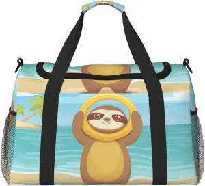 Cute Animal Sloth Big Capacity Sports Gym Bag Portable Travel Duffle Bag, Summer Beach Lightweight Weekender Workout Bag for Overnight, Unisex