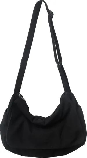 Cute Canvas Tote Crossbody Shoulder Bag with Multiple Pockets Small Casual Satchel Hobo Handbag Messenger Purse for Women