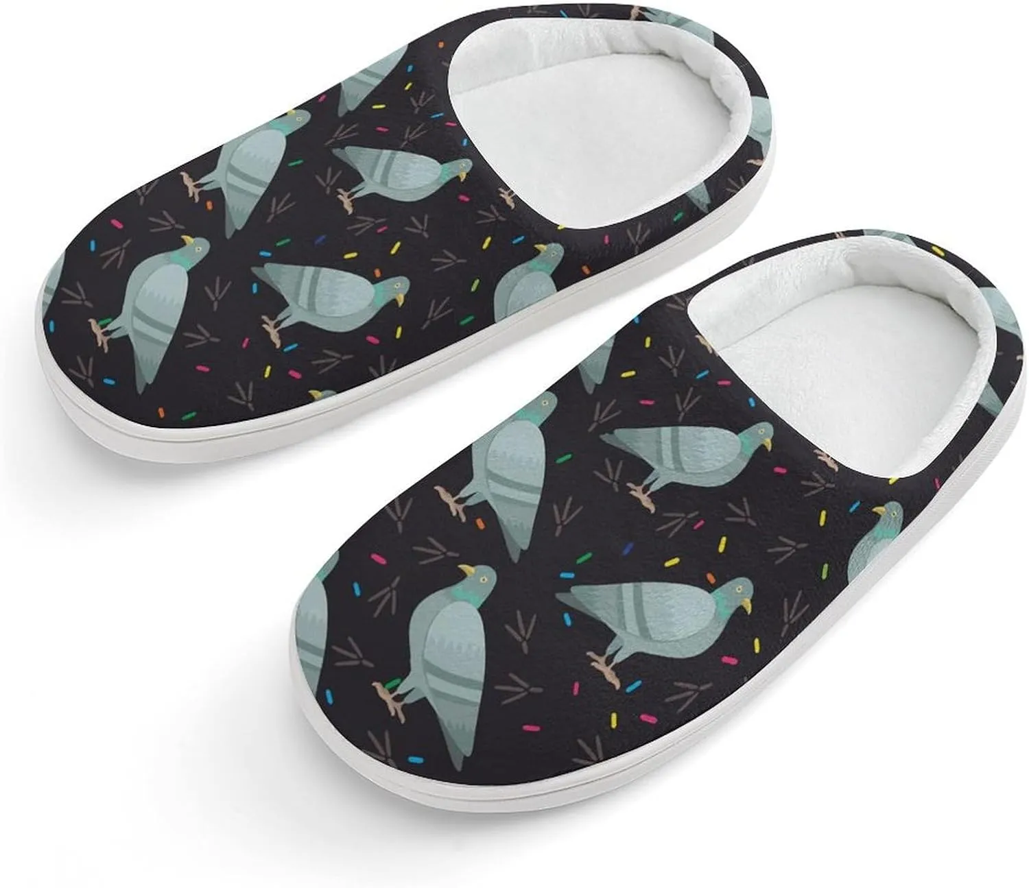 Cute Cartoon Pigeon Birds Kids Toddler Cotton Slippers Slip-on House Shoes for Bedroom Indoor Outdoor
