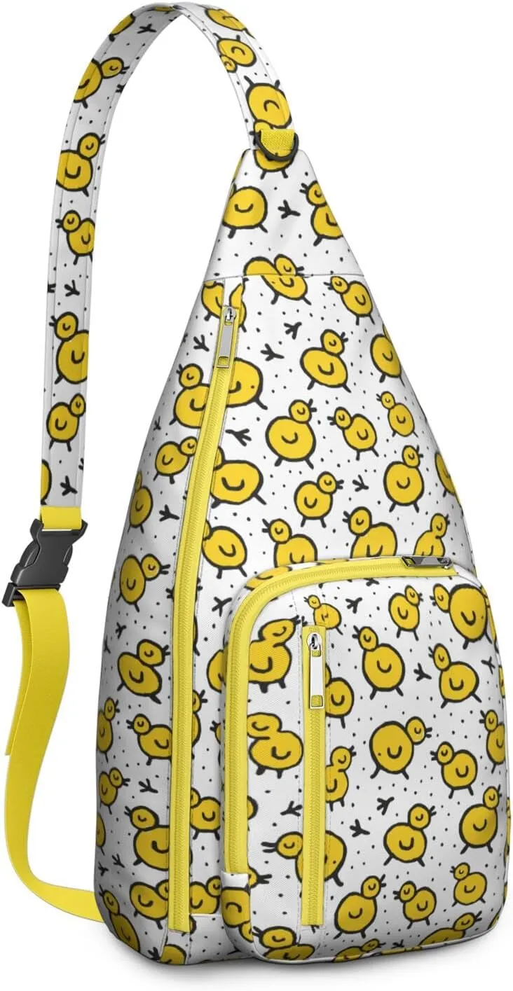 Cute Chick Bany Chicken Crossbody Bag Daypack for Women Men Lightweight Waterproof Sling Bag Backpack Hiking Cycling