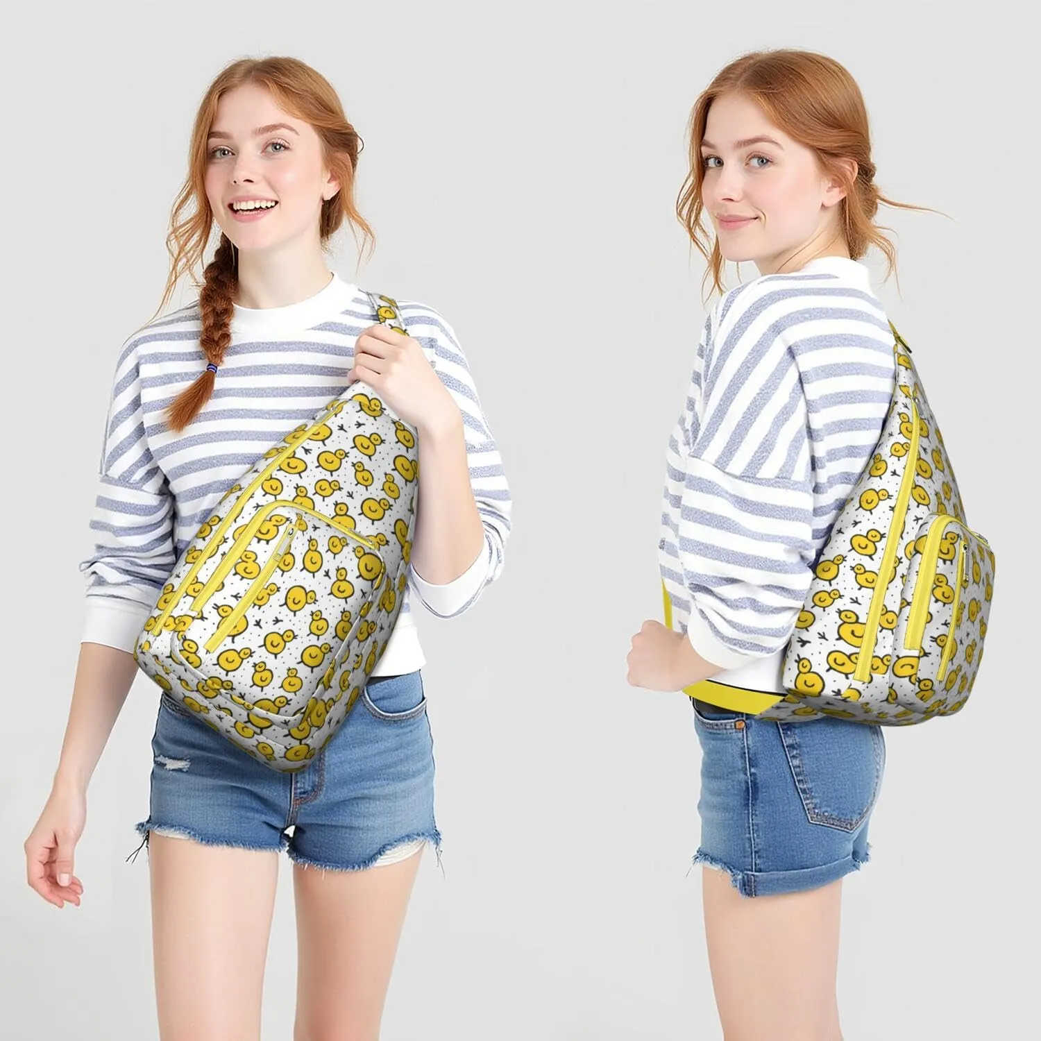 Cute Chick Bany Chicken Crossbody Bag Daypack for Women Men Lightweight Waterproof Sling Bag Backpack Hiking Cycling