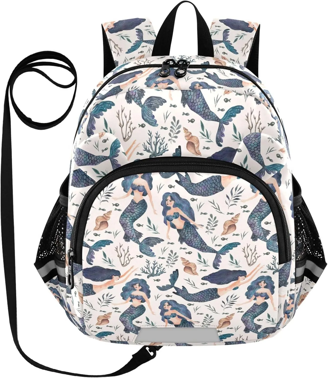 Cute Mermaids Preschool Backpack Sea Daycare Bookbag School Backpack with Traction Rope for Kids 3-6