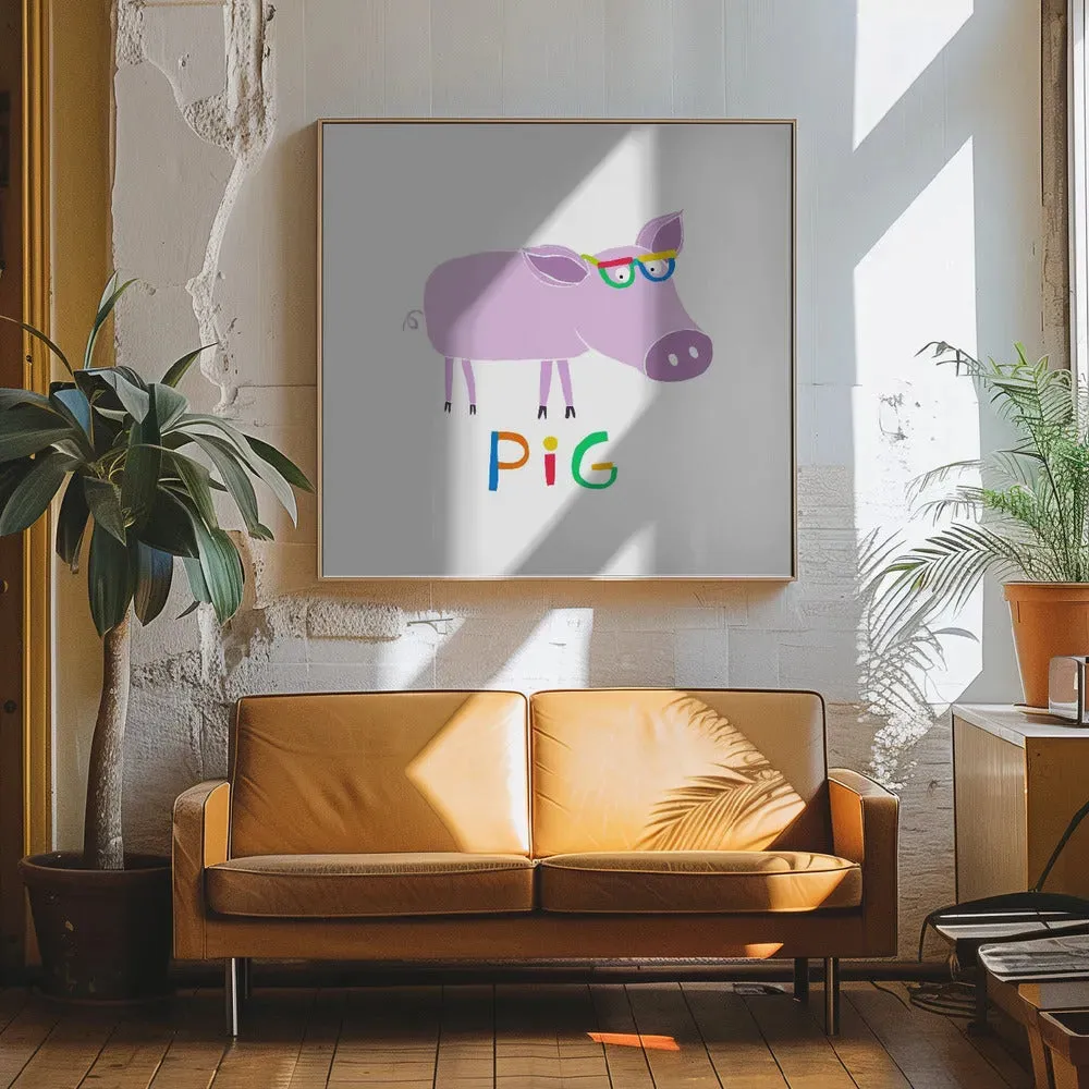 Cute Pink Pig with Glasses