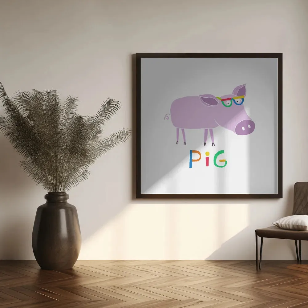 Cute Pink Pig with Glasses