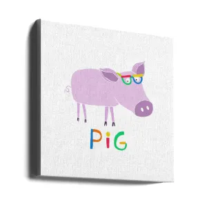 Cute Pink Pig with Glasses