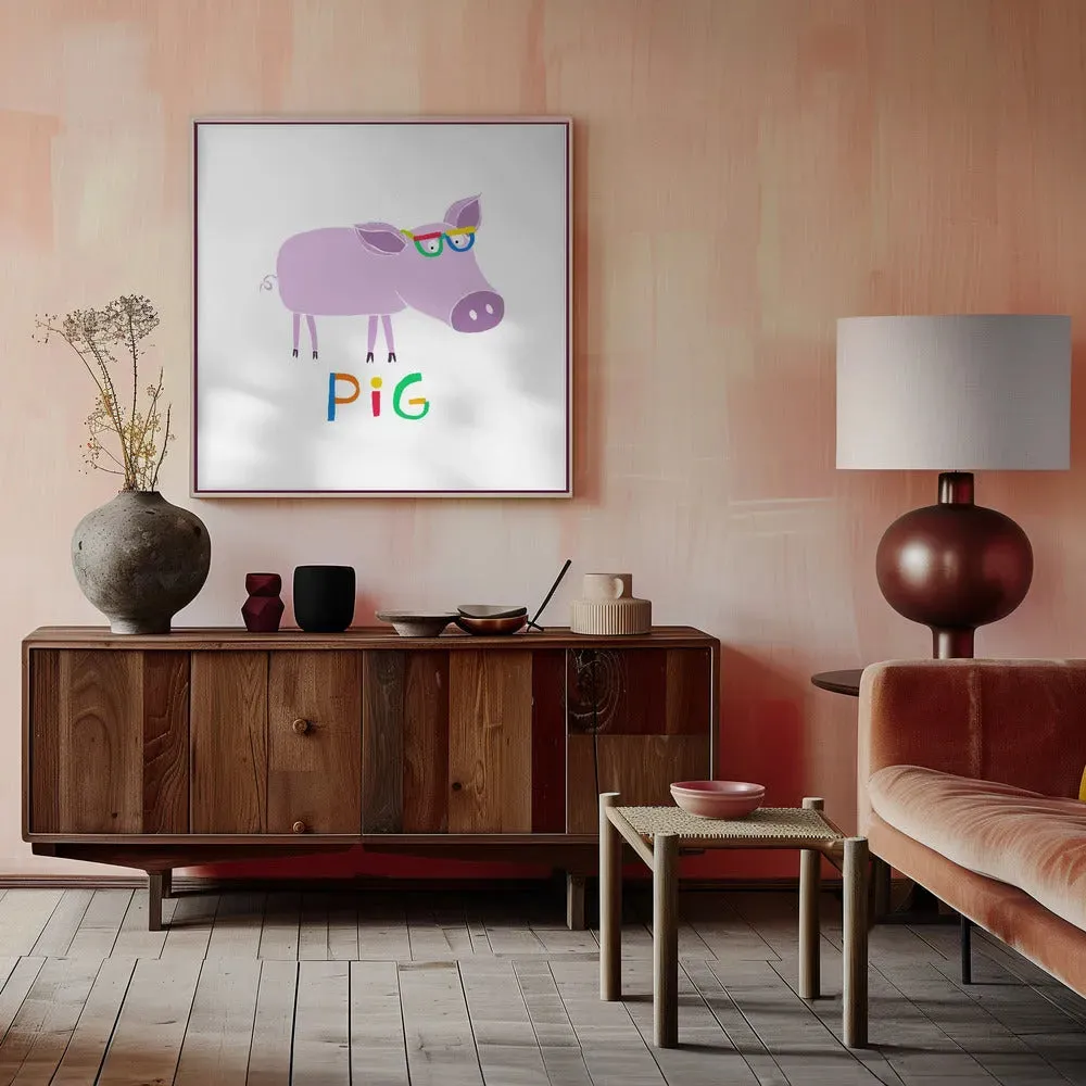 Cute Pink Pig with Glasses