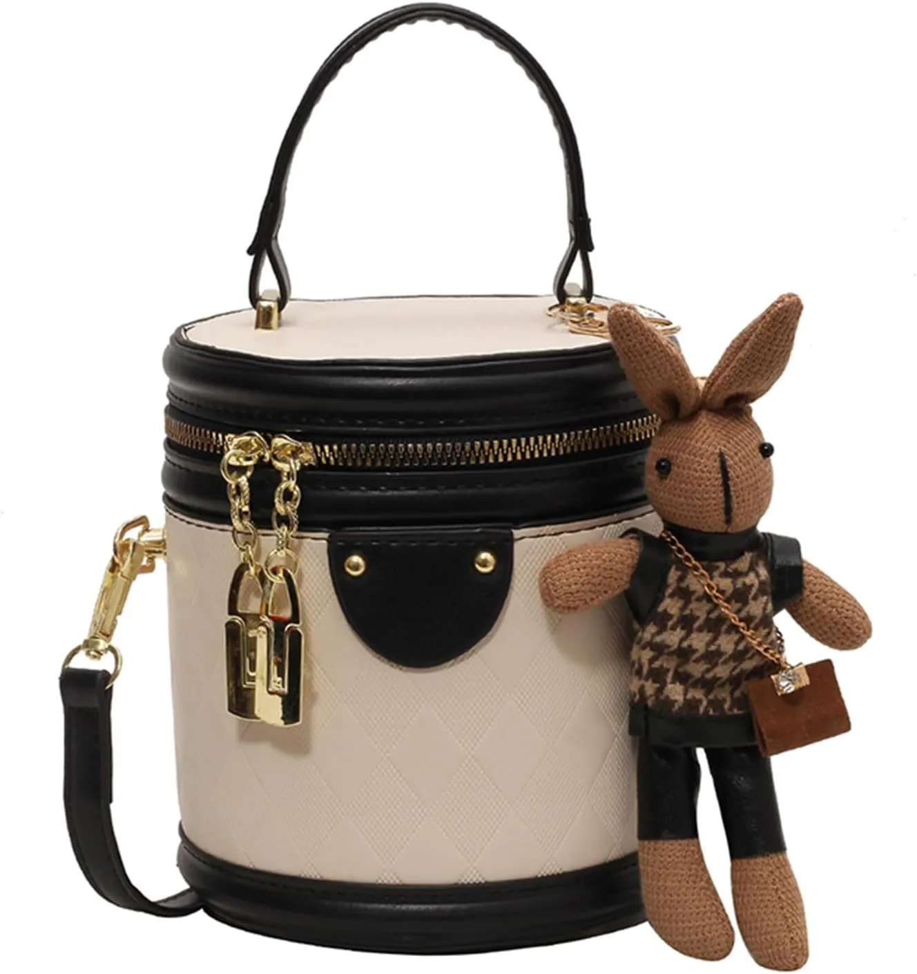 Cute PU Leather Small Barrel Handbag Fashionable Shoulder Crossbody Bag for Everyday Wear
