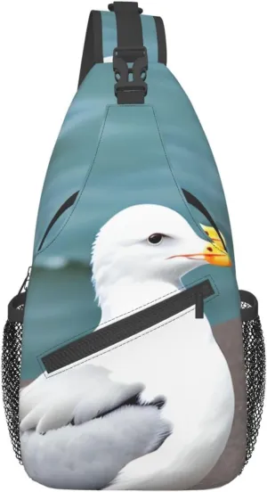 Cute Seagull Crossbody Bag, *Men'S And Women'S Chest Crossbody Bag, Zipper Closure, Strap Length Adjustable