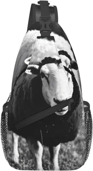 Cute Sheep Lamb Print Diagonally Sling Bag Cross Bag Adjustable Strap Compact Crossbody Bag Travel Bag