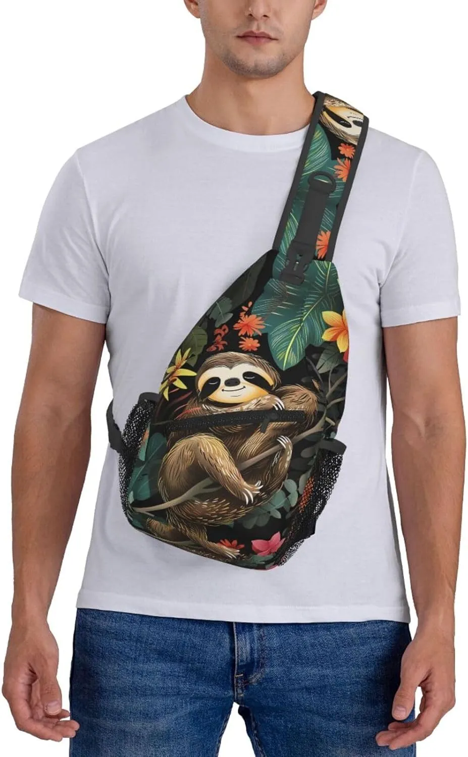 Cute Sloth Sling Backpack Hiking Backpack Crossbody Bag Sports Lightweight And Durable Chest Bag Shoulder Bag For Women Men