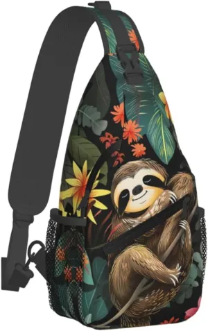 Cute Sloth Sling Backpack Hiking Backpack Crossbody Bag Sports Lightweight And Durable Chest Bag Shoulder Bag For Women Men