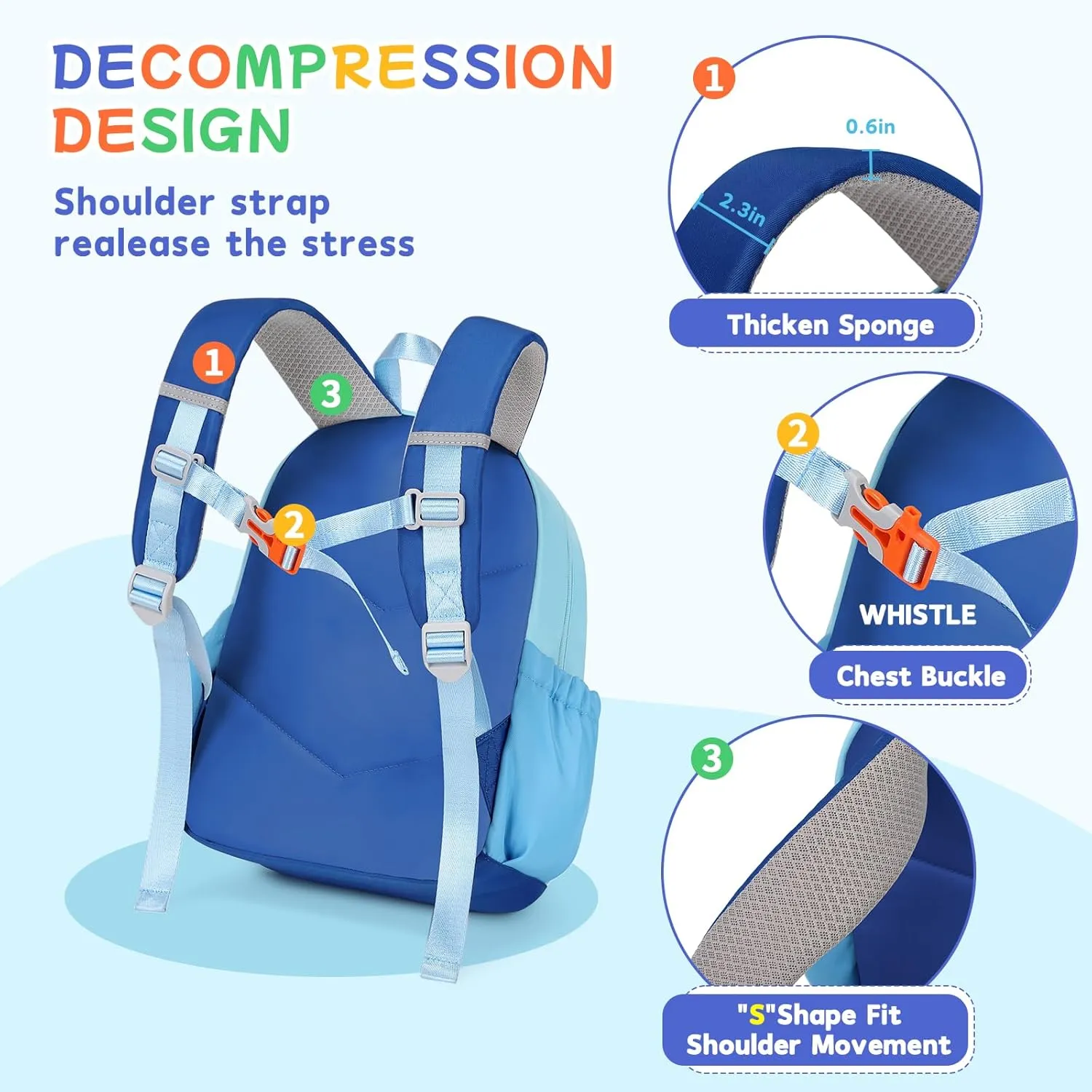 Cute Toddler Backpack, Kindergarten Backpack for Girls Boys 2-5, 12" Kids Mini Preschool Bags Blue for School & Travel