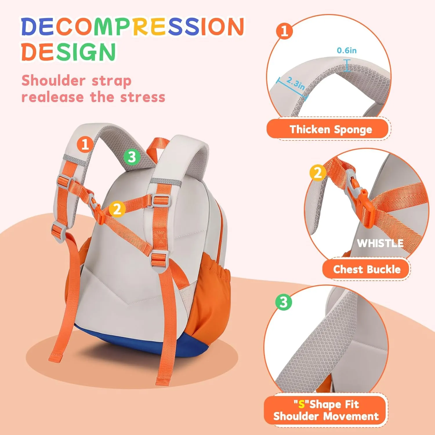 Cute Toddler Backpack, Kindergarten Backpack for Girls Boys 2-5, 12" Kids Mini Preschool Bags Orange for School & Travel