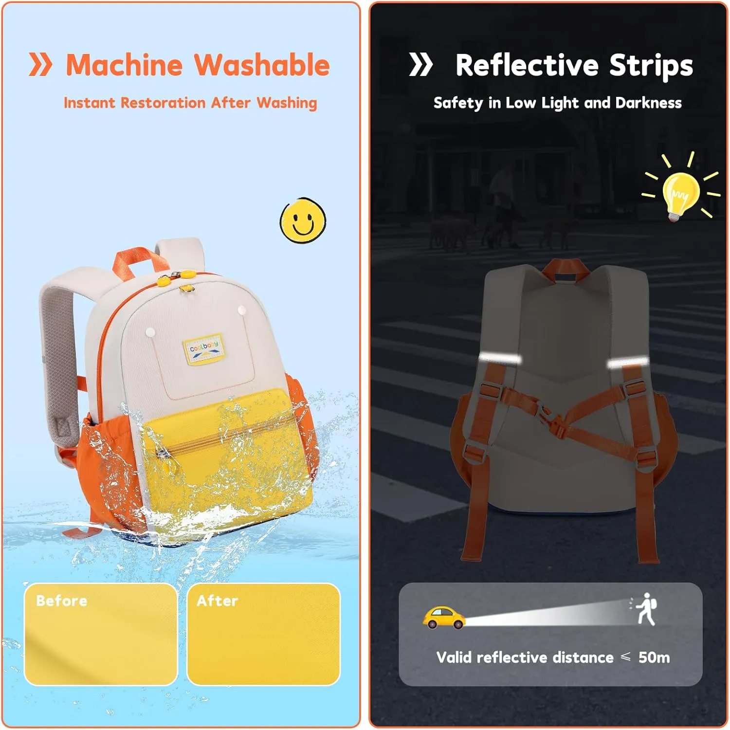 Cute Toddler Backpack, Kindergarten Backpack for Girls Boys 2-5, 12" Kids Mini Preschool Bags Orange for School & Travel
