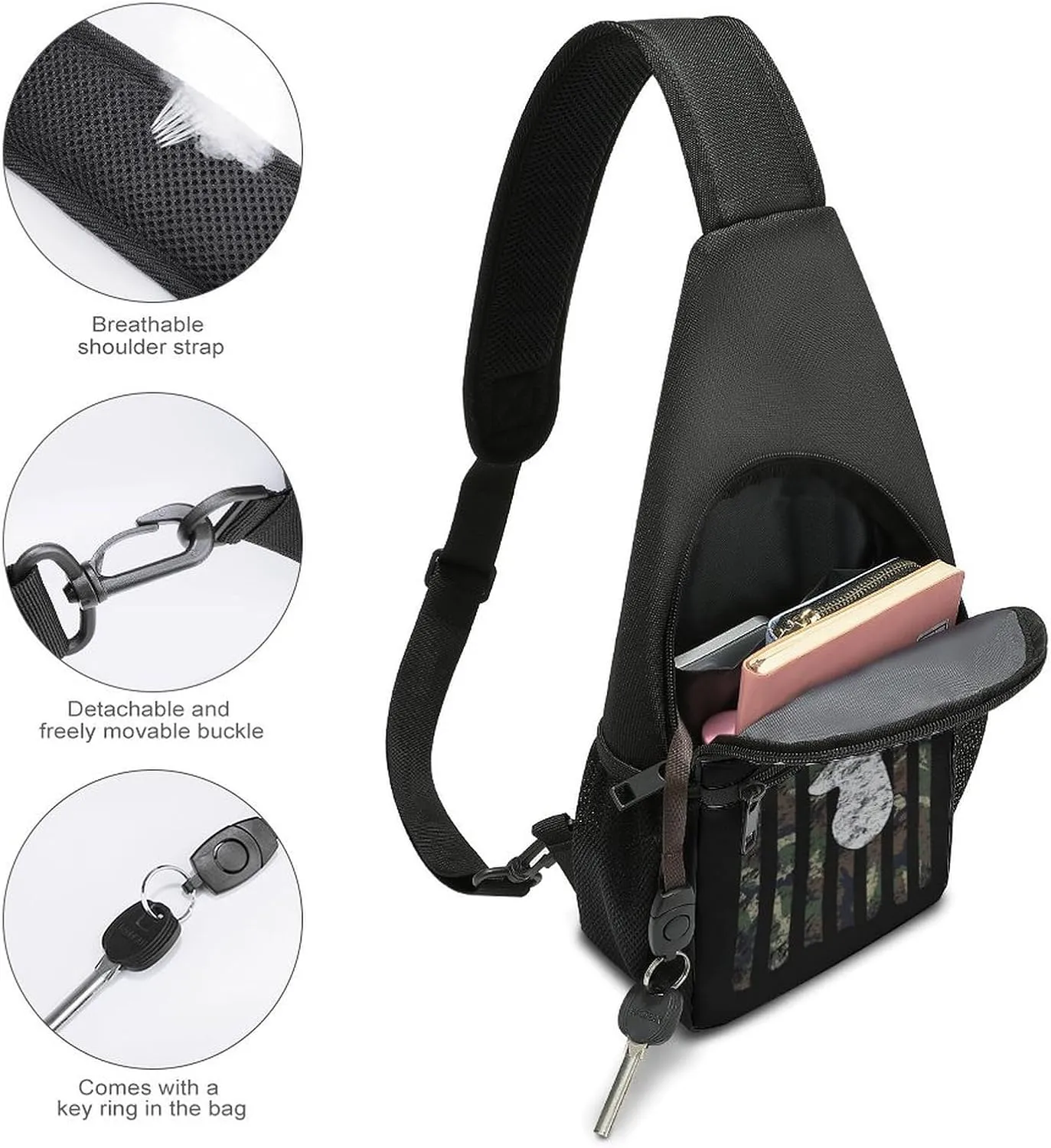 Dachshunds Clothes Dog Large Capacity Portable Chest Bag, Single Shoulder Chest Bag
