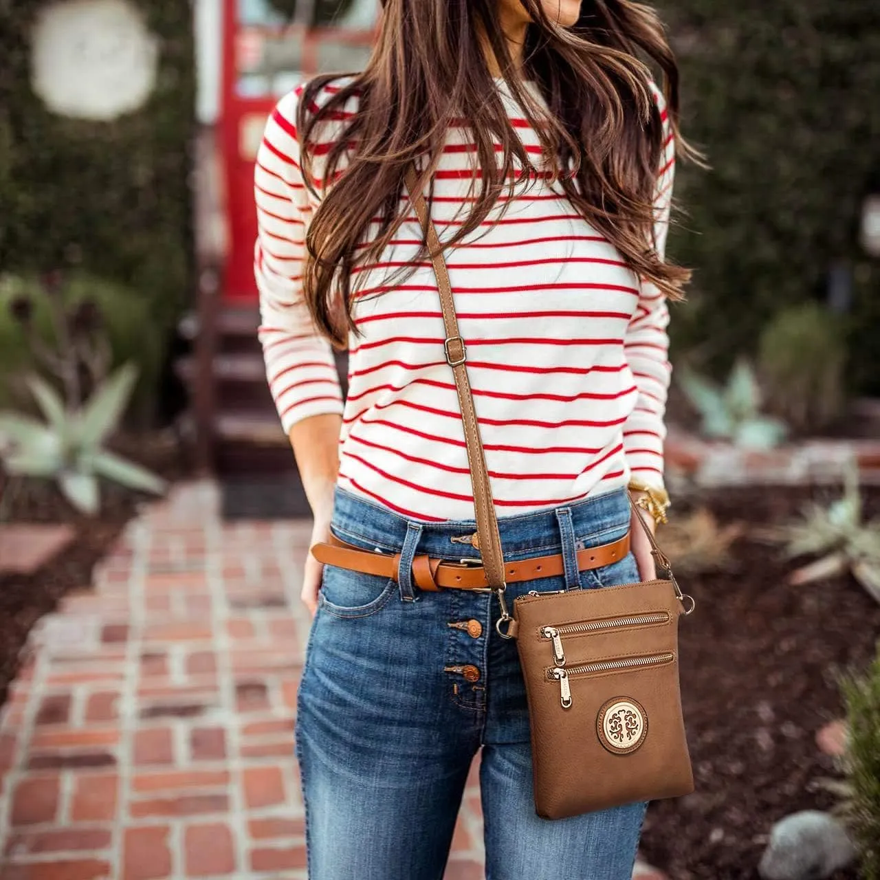 Dasein Women Small Crossbody Bag Lightweight Shoulder Purses Multi Zipper Pockets Phone Purse Handbag