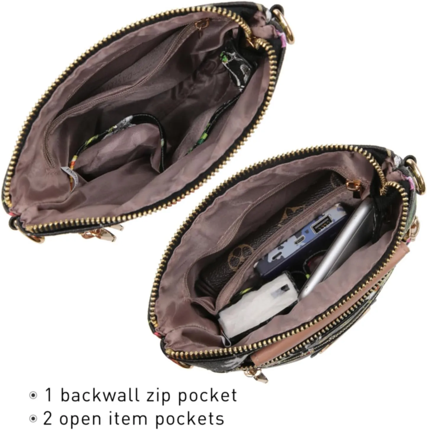 Dasein Women Small Crossbody Bag Lightweight Shoulder Purses Multi Zipper Pockets Phone Purse Handbag
