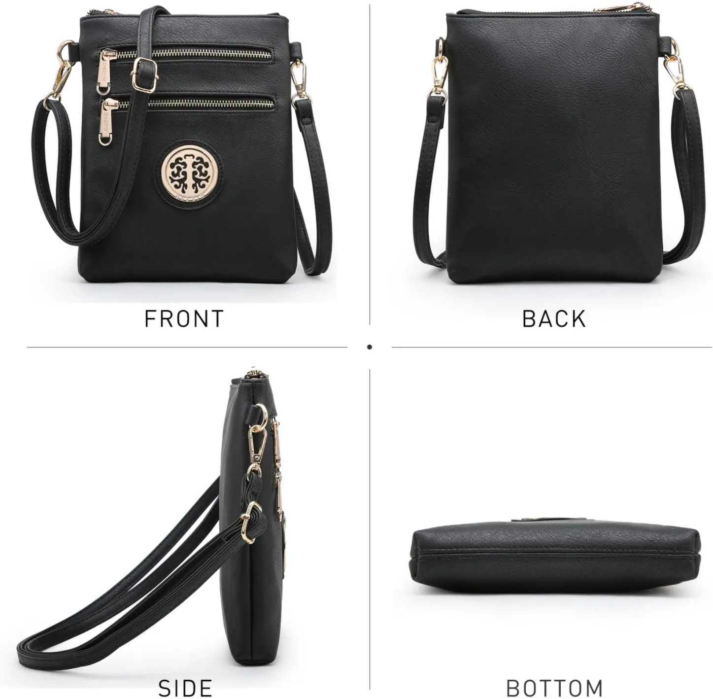 Dasein Women Small Crossbody Bag Lightweight Shoulder Purses Multi Zipper Pockets Phone Purse Handbag