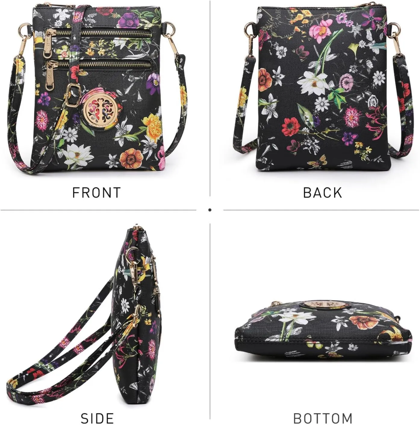 Dasein Women Small Crossbody Bag Lightweight Shoulder Purses Multi Zipper Pockets Phone Purse Handbag