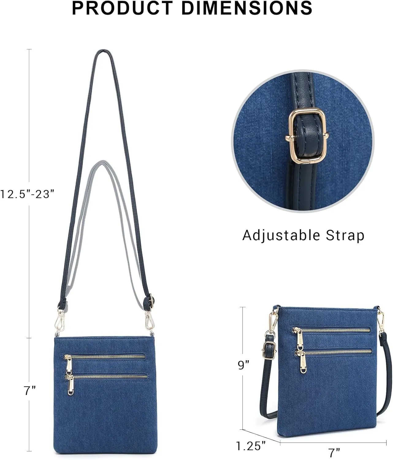 Dasein Women Small Crossbody Bag Lightweight Shoulder Purses Multi Zipper Pockets Phone Purse Handbag