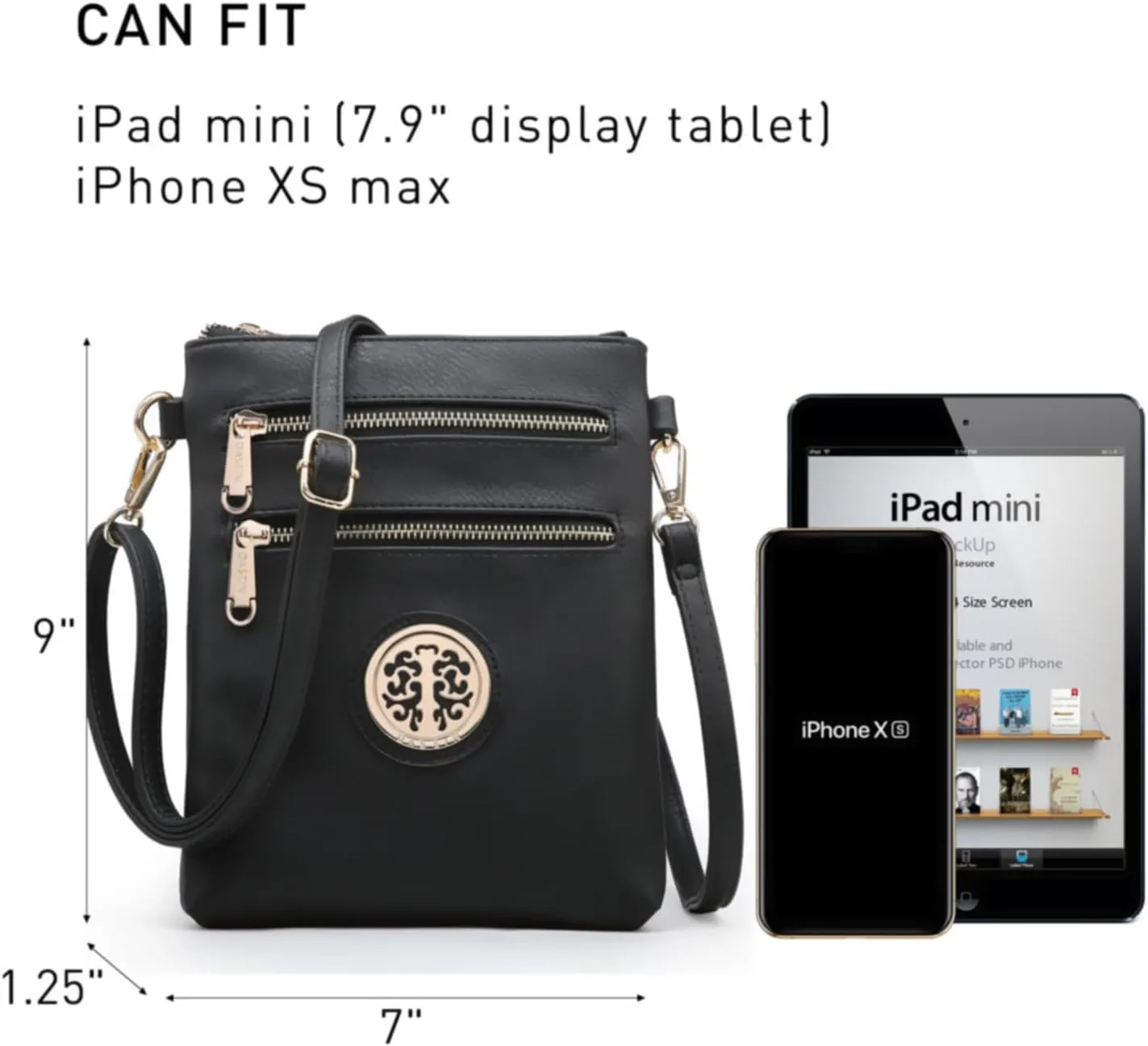 Dasein Women Small Crossbody Bag Lightweight Shoulder Purses Multi Zipper Pockets Phone Purse Handbag