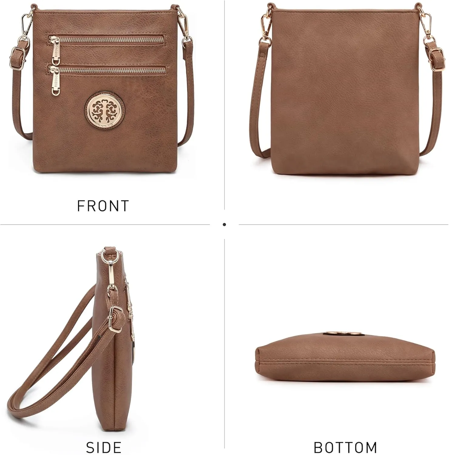 Dasein Women Small Crossbody Bag Lightweight Shoulder Purses Multi Zipper Pockets Phone Purse Handbag