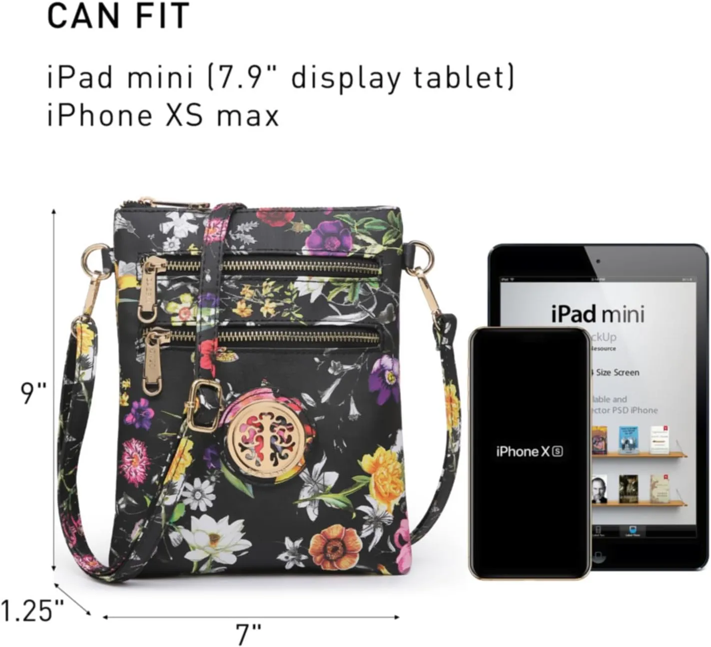 Dasein Women Small Crossbody Bag Lightweight Shoulder Purses Multi Zipper Pockets Phone Purse Handbag