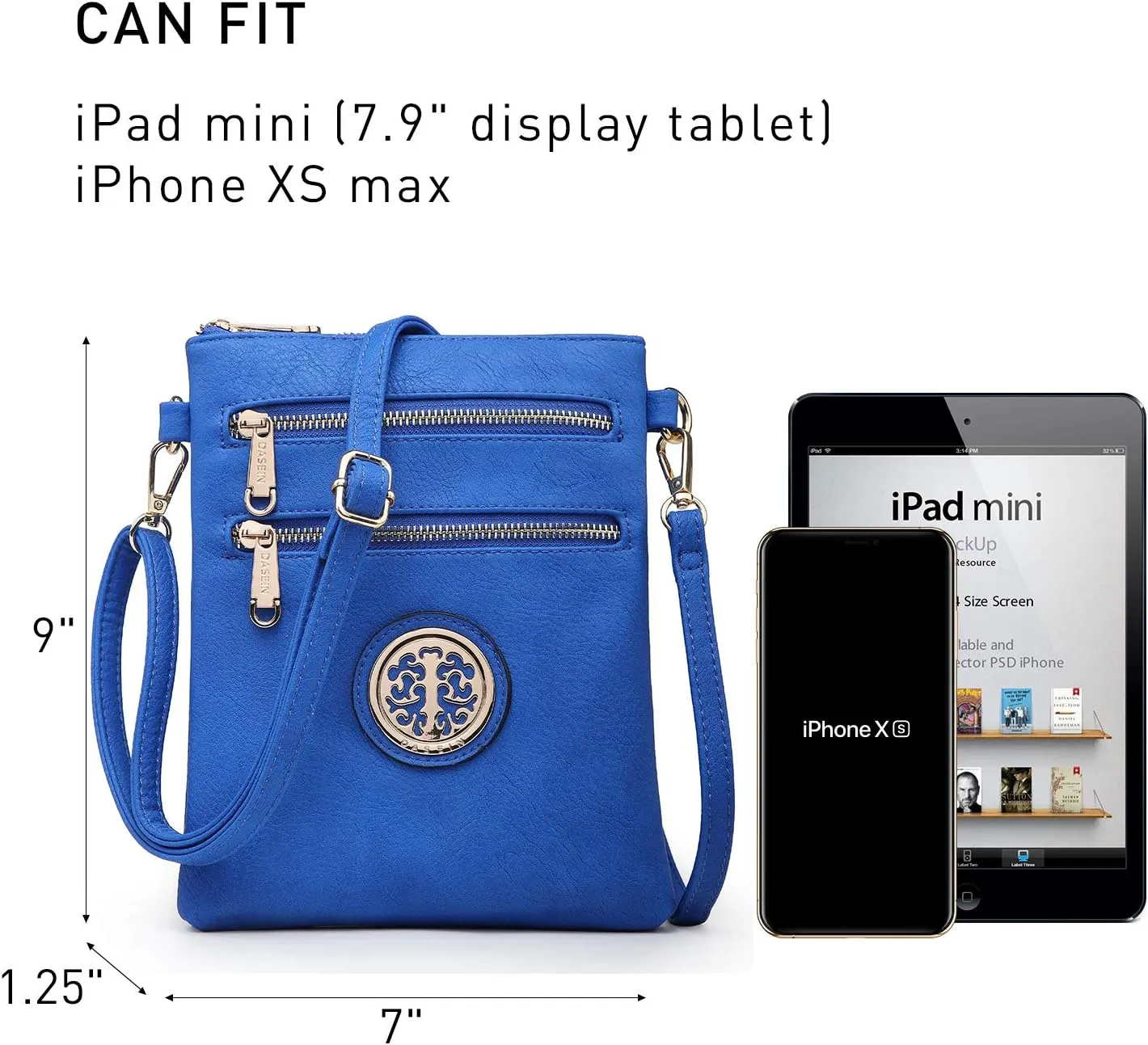Dasein Women Small Crossbody Bag Lightweight Shoulder Purses Multi Zipper Pockets Phone Purse Handbag