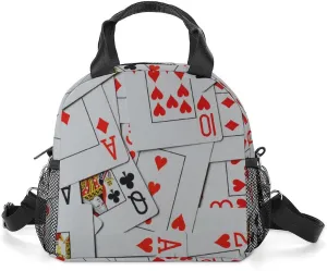 Deck Of Scattered Playing Cards Reusable Large Capacity Insulated Crossbody Lunch Bag