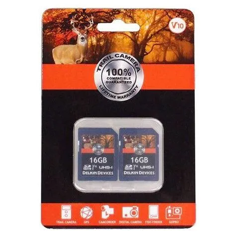 Delkin Devices 16GB Trailcam SDHC V10 Memory Card 2PK