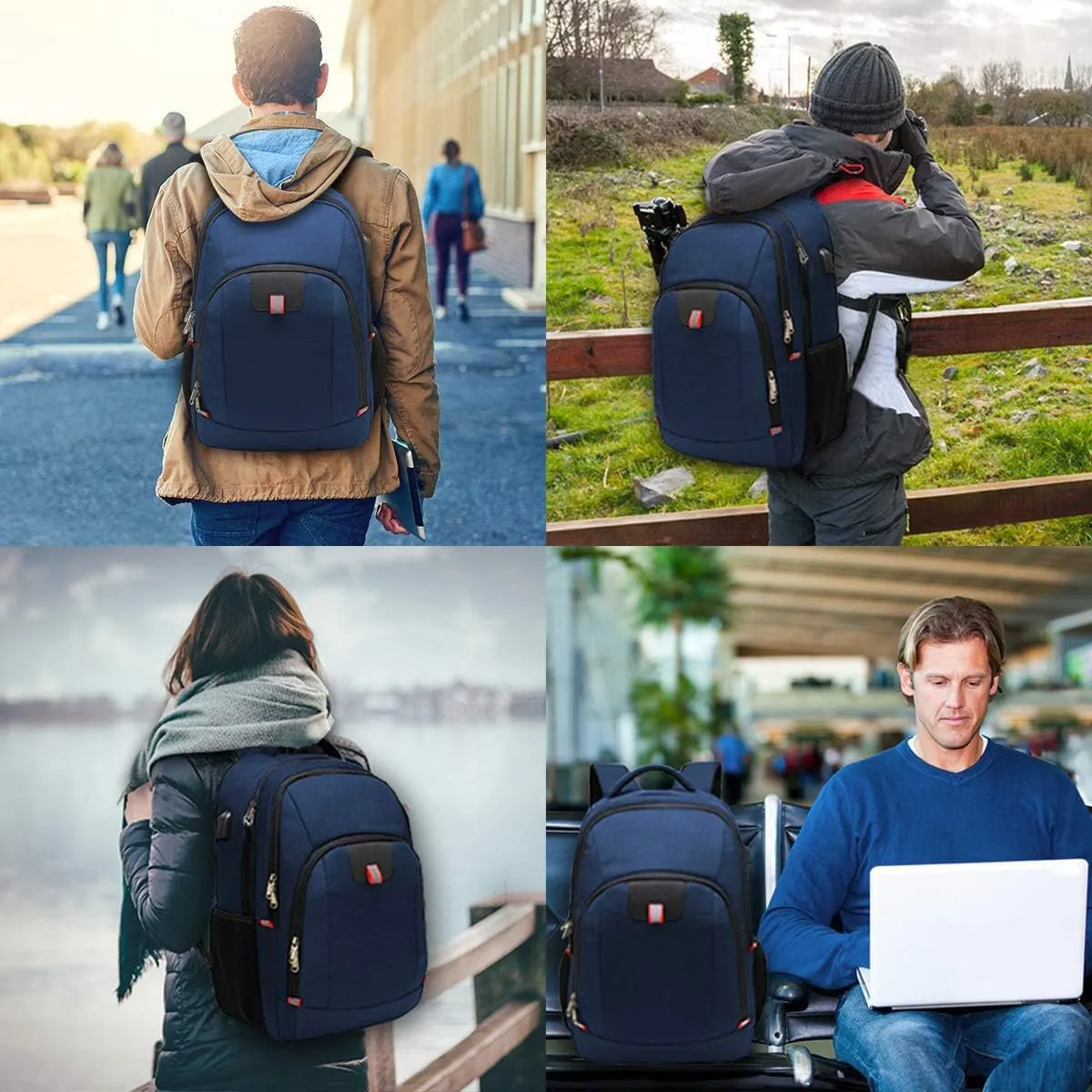 Della Gao Travel Laptop Backpack, Large Anti-Theft Business Travel Backpack with USB Charging Port, Water Resistant College School Computer Bag for Men/Women for 17 Inch Laptop and Notebook