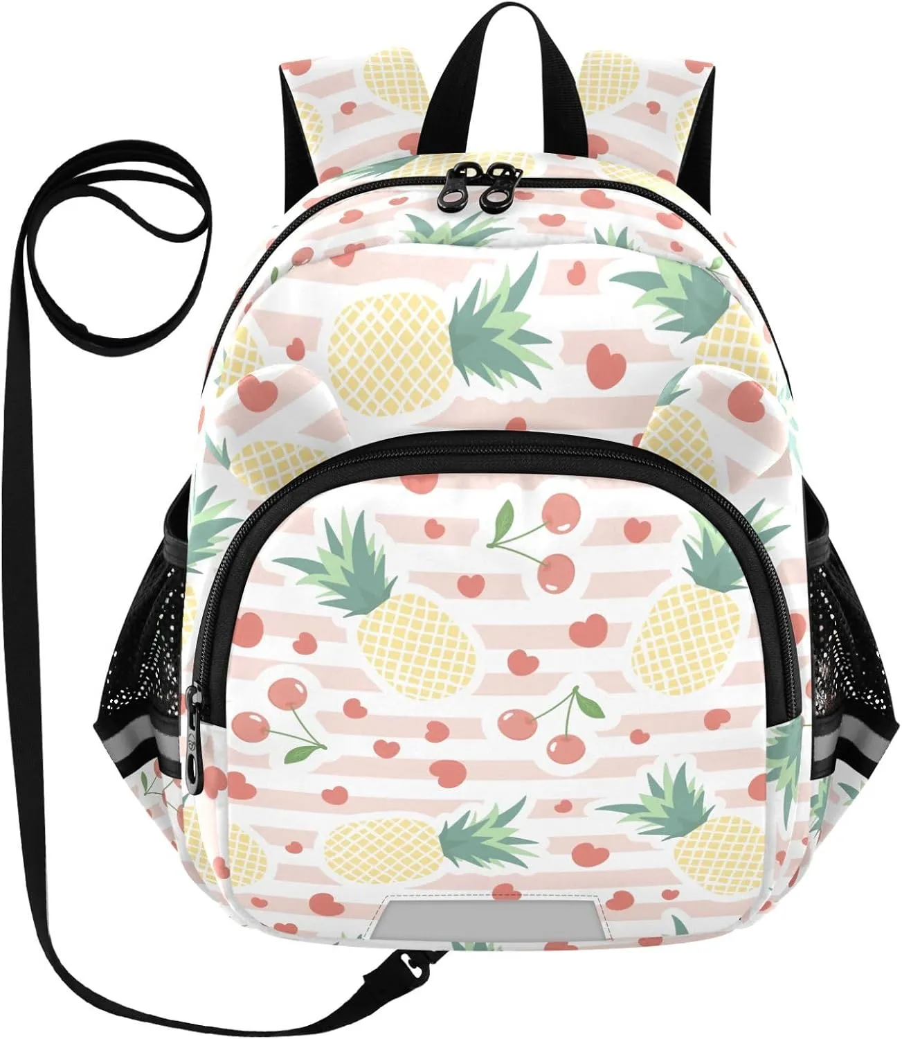 Design Pineapple Preschool Backpack Cherries Daycare Bookbag School Backpack with Traction Rope for Kids 3-6