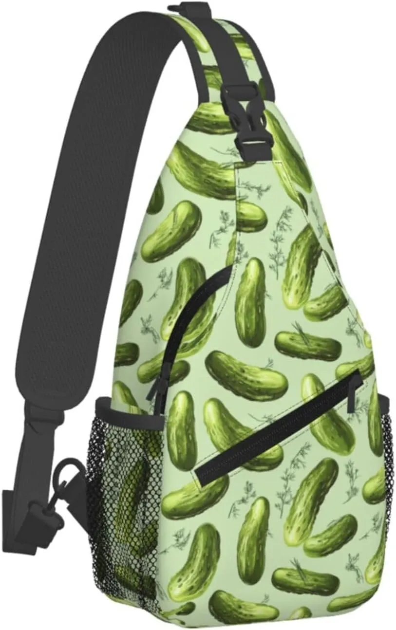 Dill Pickles Sling Backpack Hiking Backpack Crossbody Bag Sports Lightweight And Durable Chest Bag Shoulder Bag For Women Men